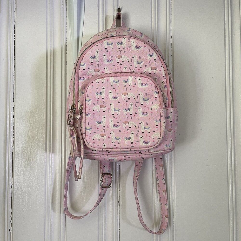 Under One Sky Women Girl Pink Katrina Llama Over Print Mini Backpack One Size